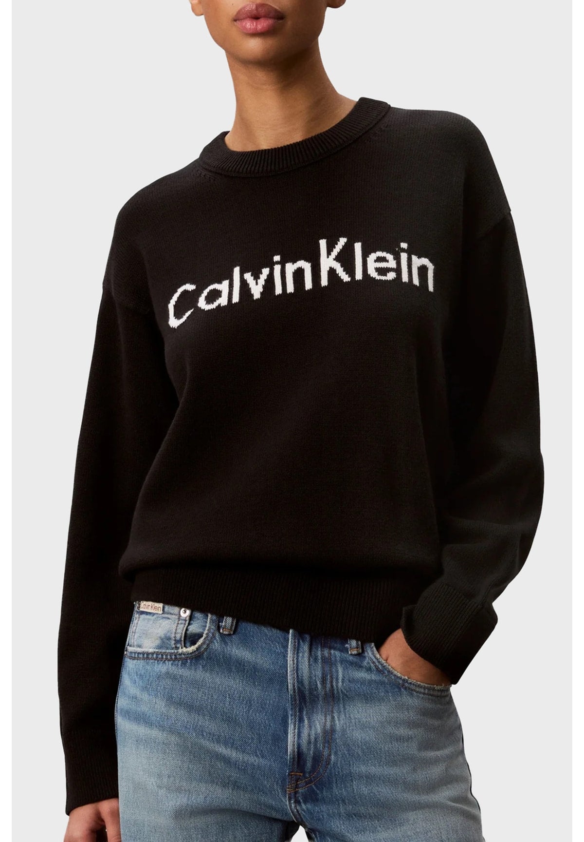 Maglione Girocollo Contrast Logo Ls Swe LV044G313G Black
