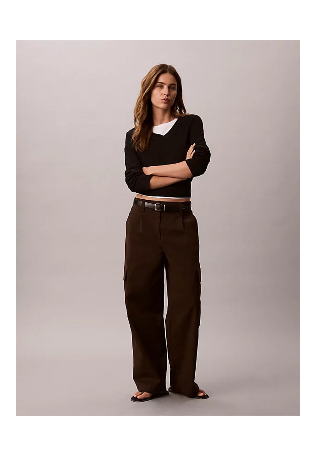 Pantaloni Cargo Cotton Ewaist Cargo LV047F623G Dark Coffee