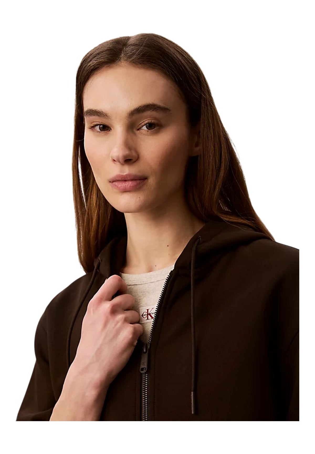 Felpa Full-Zip con Cappuccio Ls Terry Logo Waist LV047G252G Dark Coffee