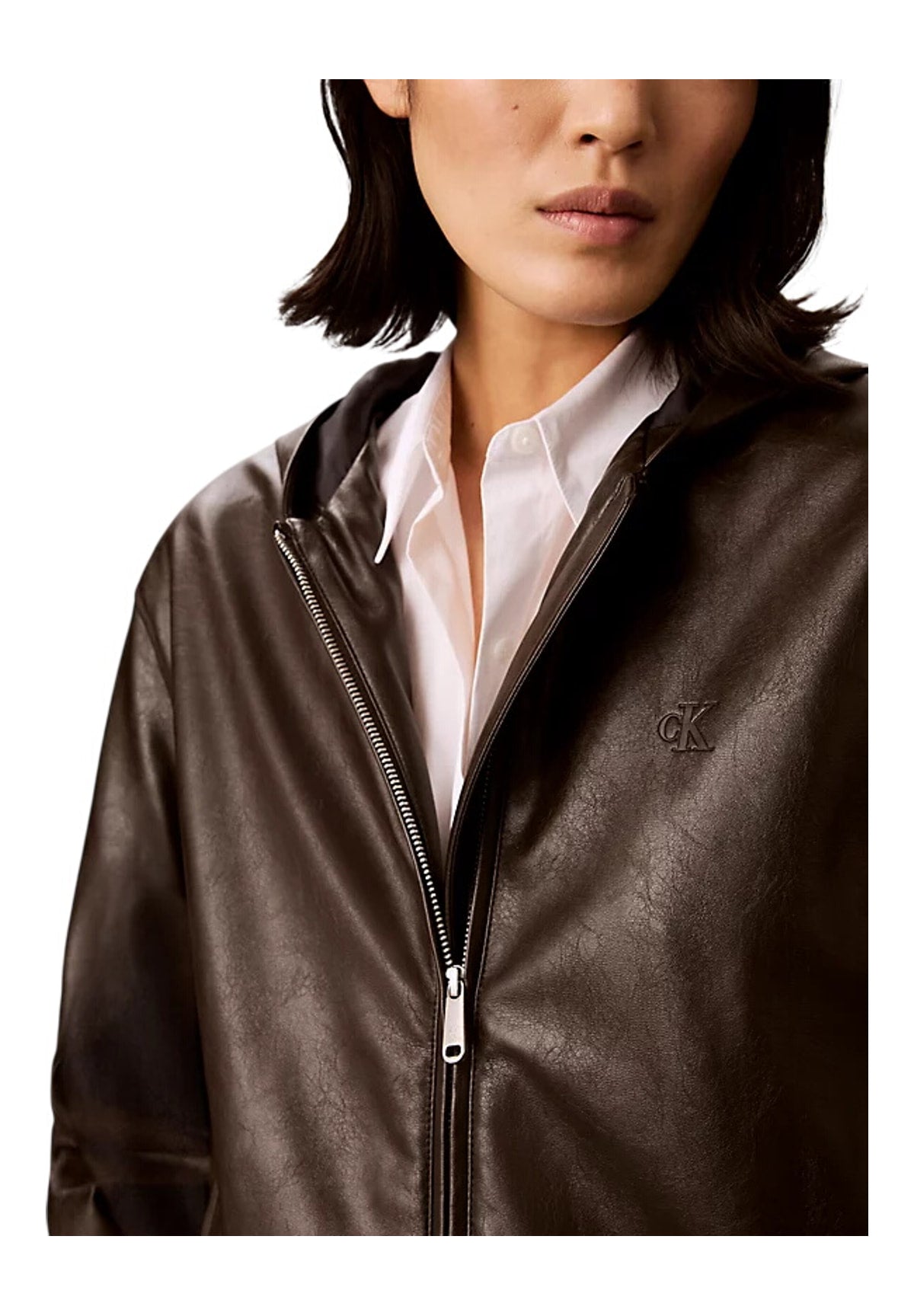 Giubbotto Cropped Hooded Faux LV047G516G Dark Coffee