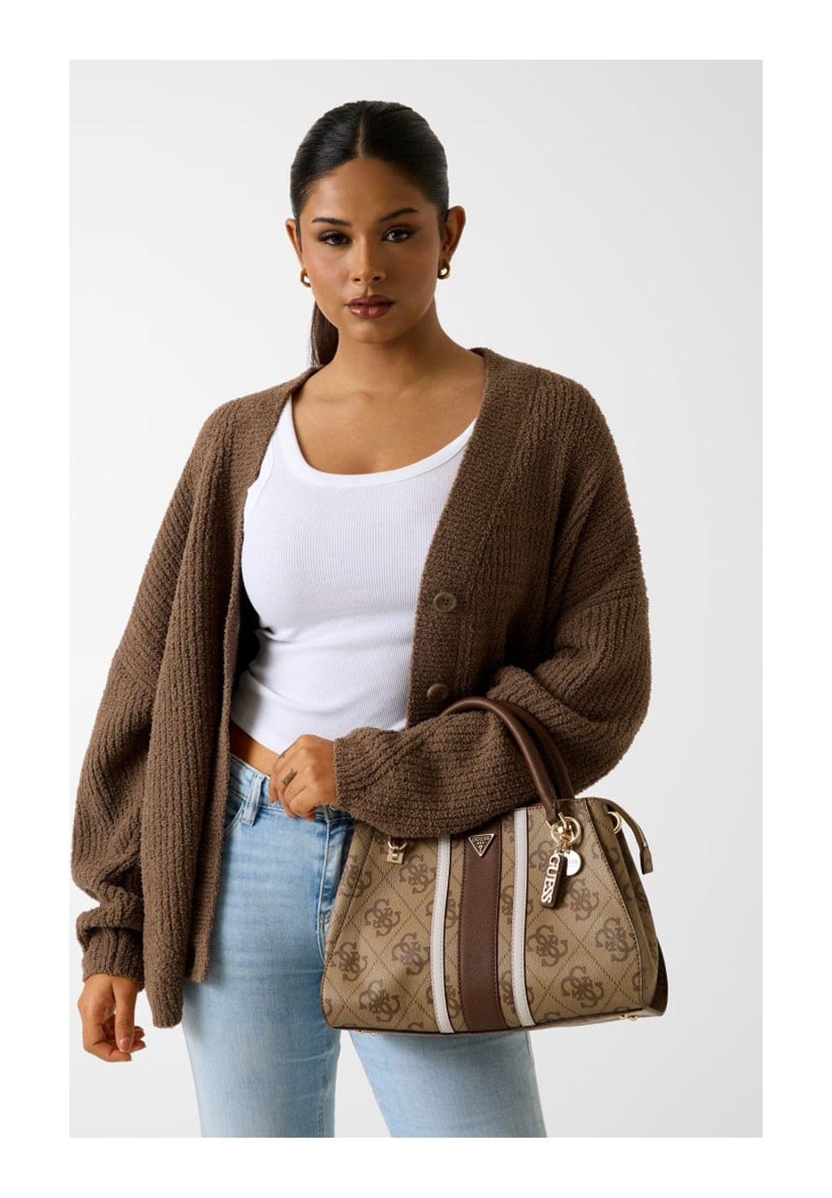 Borsa a Spalla Elsie Shoulder Bag HWSS96 Latte Logo, Brown