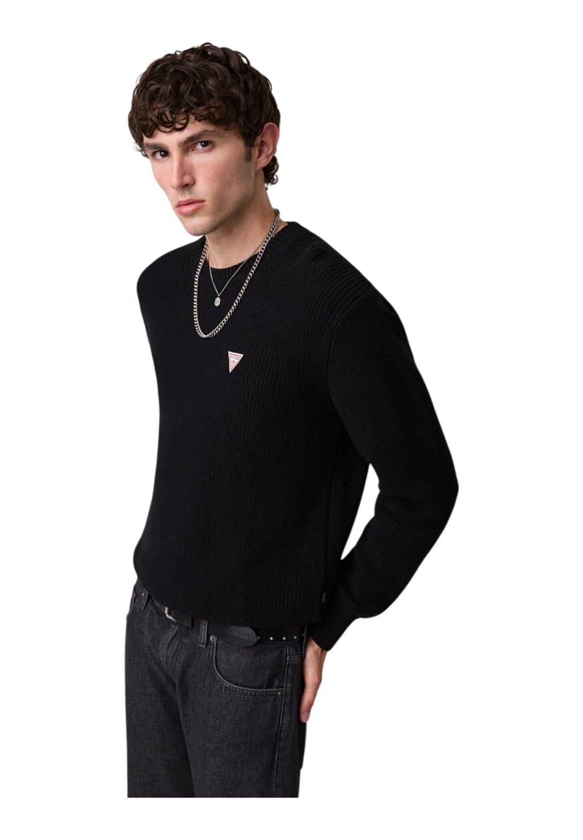 Maglione Girocollo Gj Ls Cn Mini Triang M4BR30 Jet Black A996