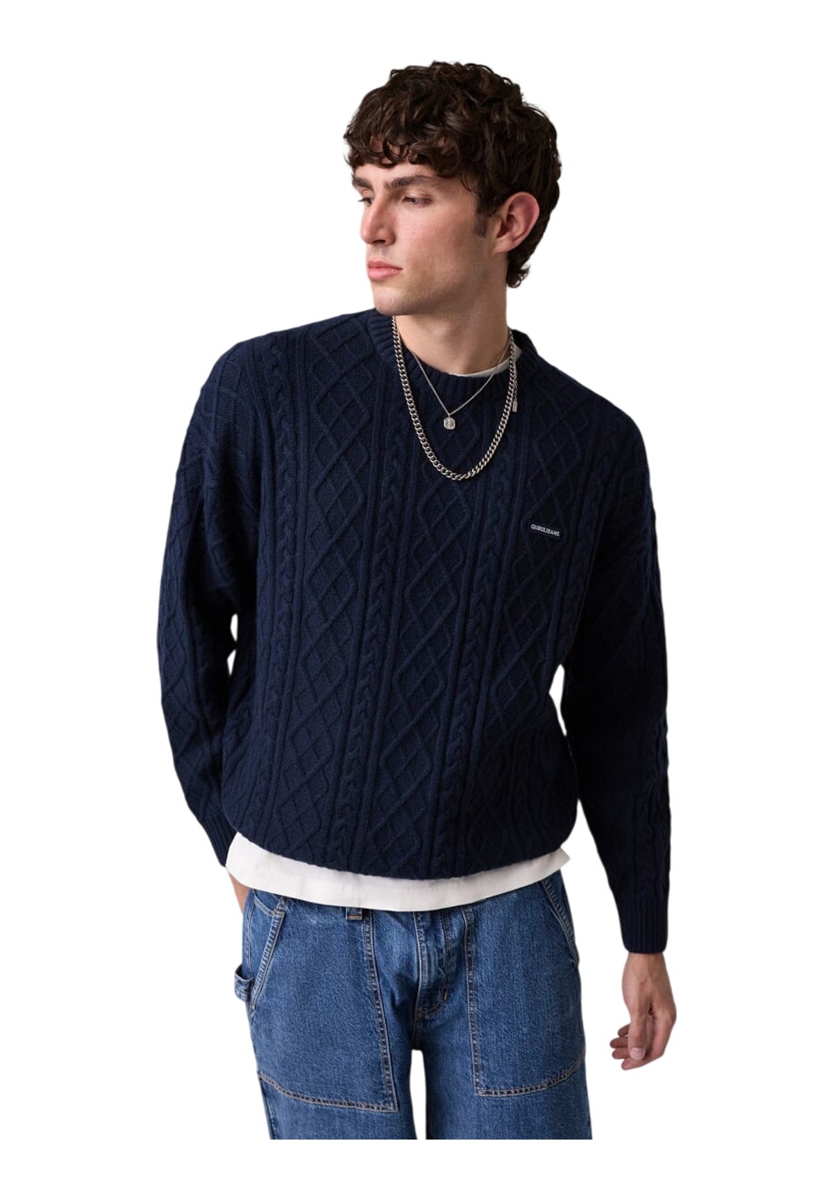 Maglione Girocollo Gj Ls Cn Cable Swtr M6BR01 Daring Ocean
