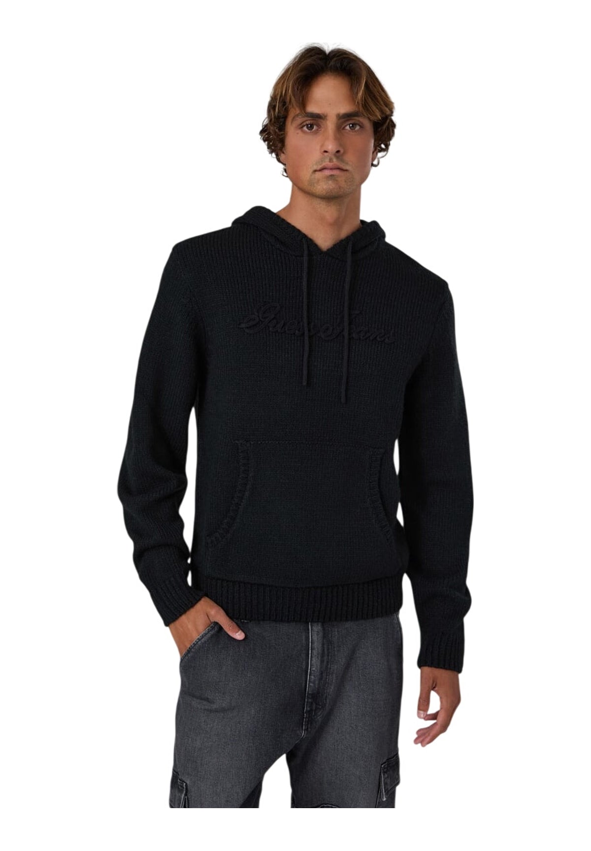 Felpa Pullover con Cappuccio Gj Ls Emb Hoodie Swt M6BR08 Jet Black A996