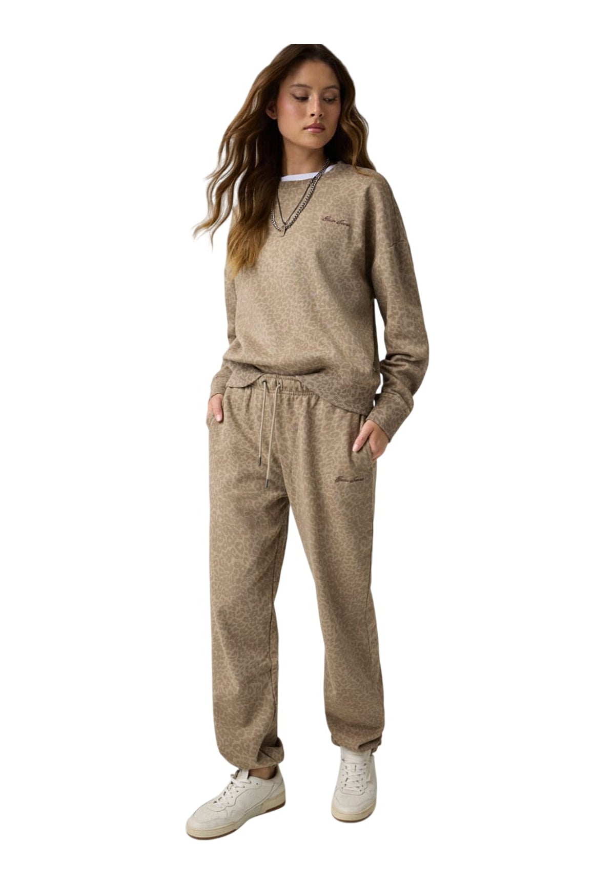 Pantaloni Tuta Gj Relaxed Printed S W6BB07 Gj All Over Tan Leop