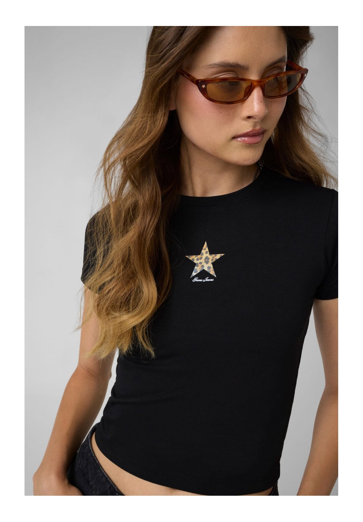 T-shirt a Maniche Corte Gj Cheetah Star Baby W6BI05 Jet Black A996