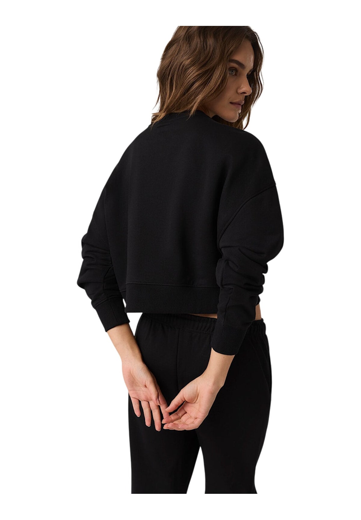 Felpa Girocollo Gj Crop Drop Shoulde W6BQ06 Jet Black A996