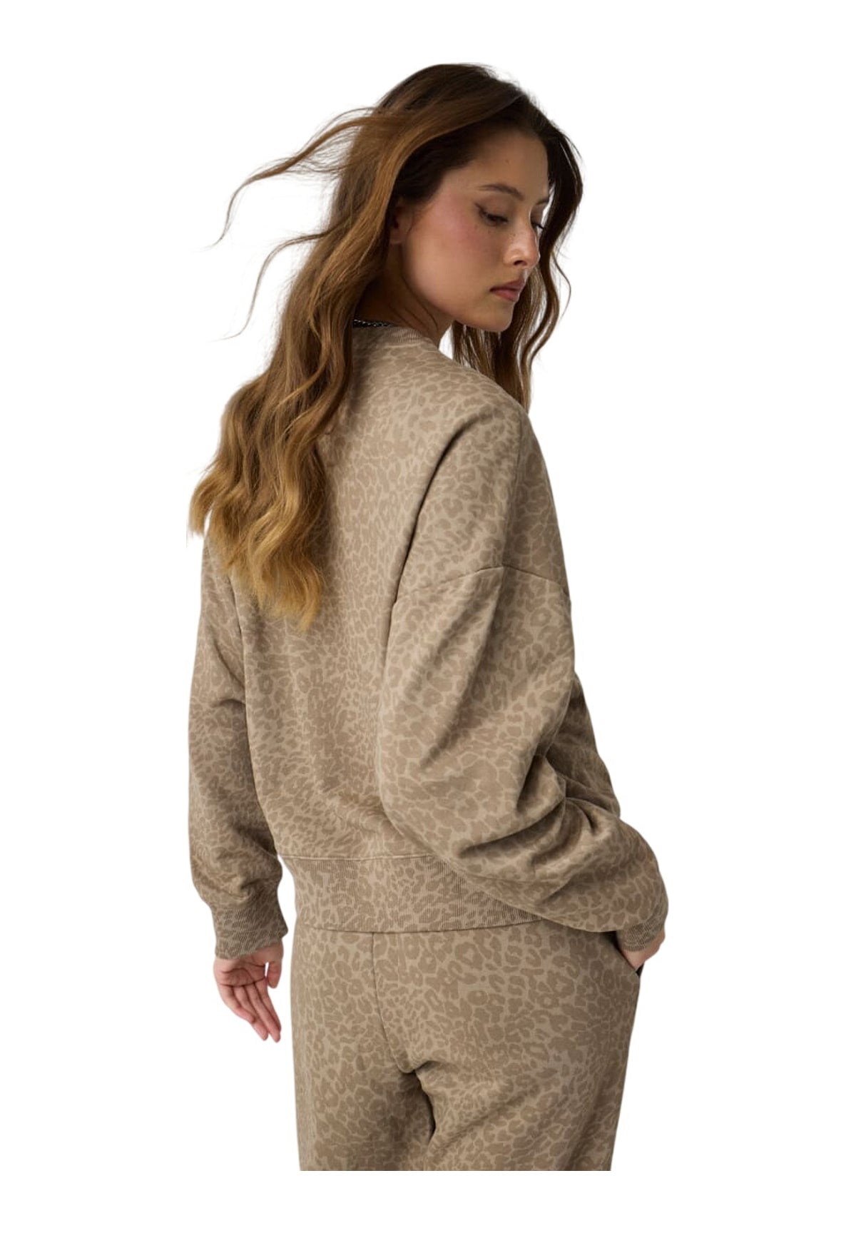 Felpa Girocollo Gj Cn Os Printed Swe W6BQ07 Gj All Over Tan Leop