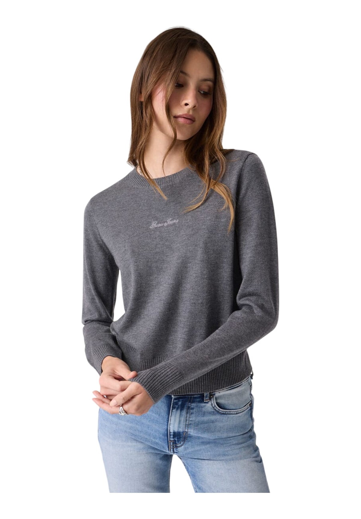 Maglione Girocollo Gj Ls Cn Script Emb W6BR01 Cobbleston Heather
