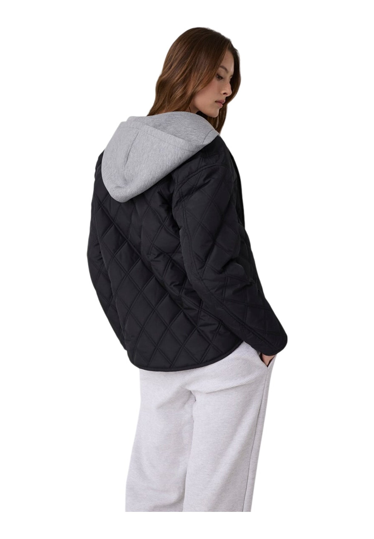 Giubbotto Gj Quilted Nylon Hoo W6YL08 Jet Black A996