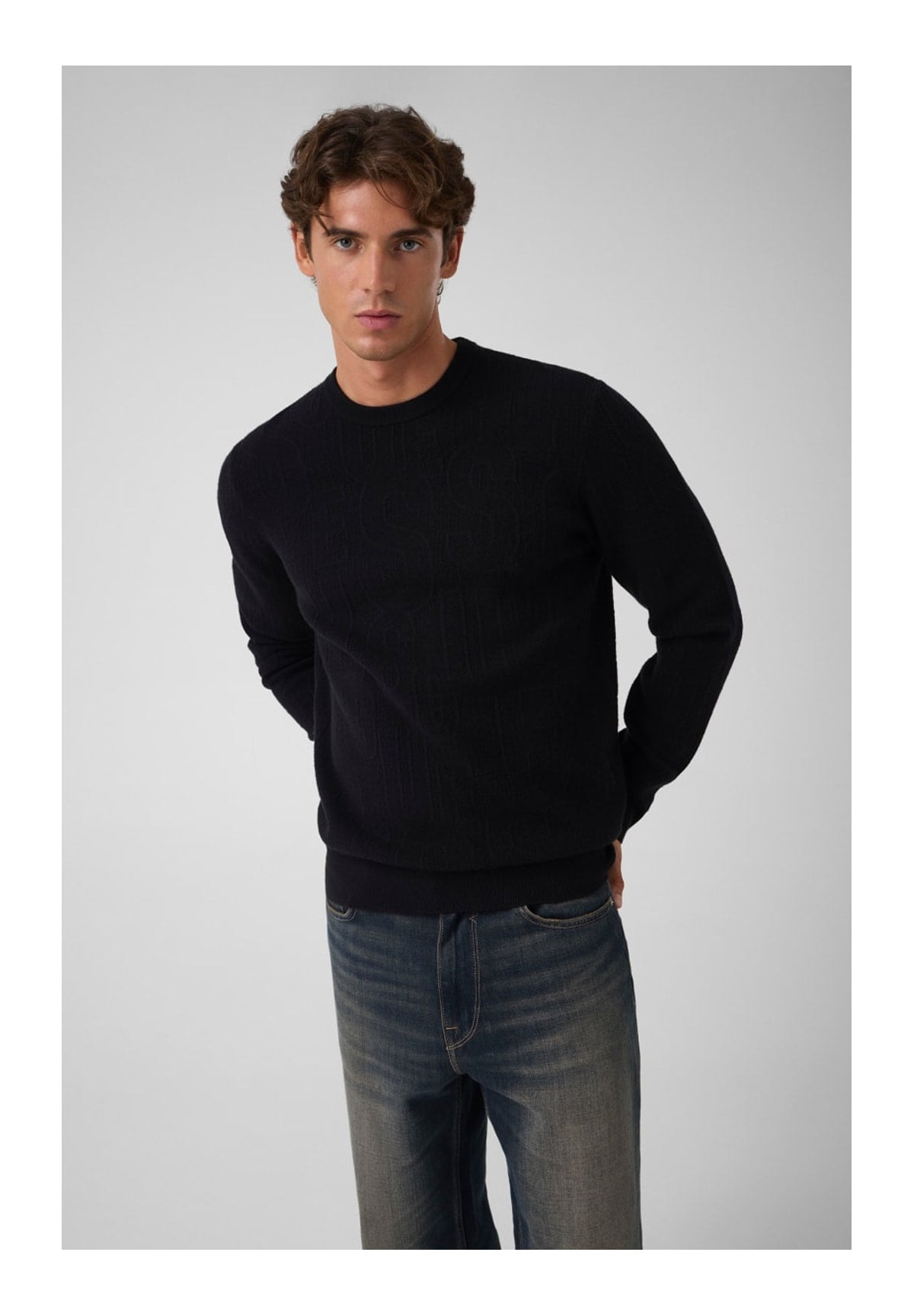 Maglione Girocollo Nestor Cn Allover Lo M6BR23 Allover Logo Jblk
