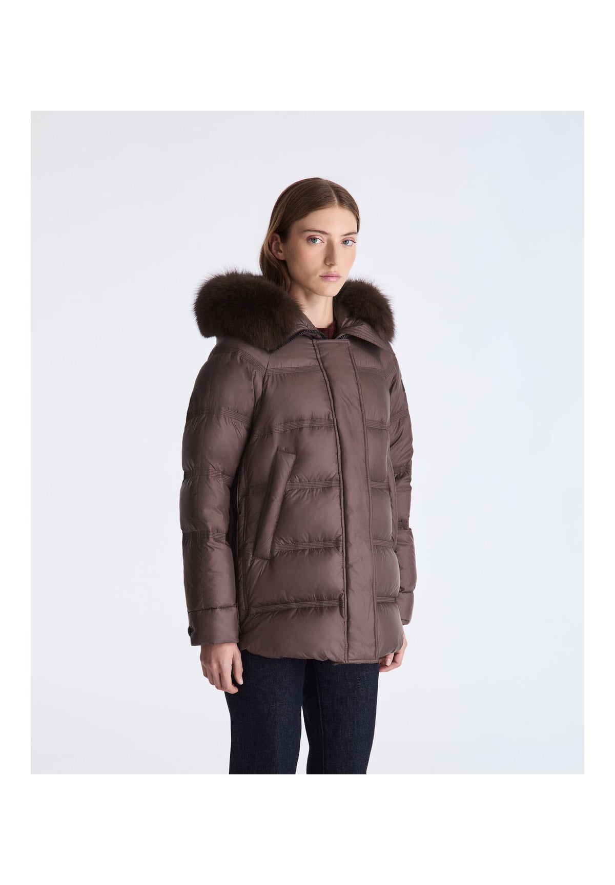 Piumino Pesante Ped5439 TAKAN MQN 04 FUR Chicory Coffee