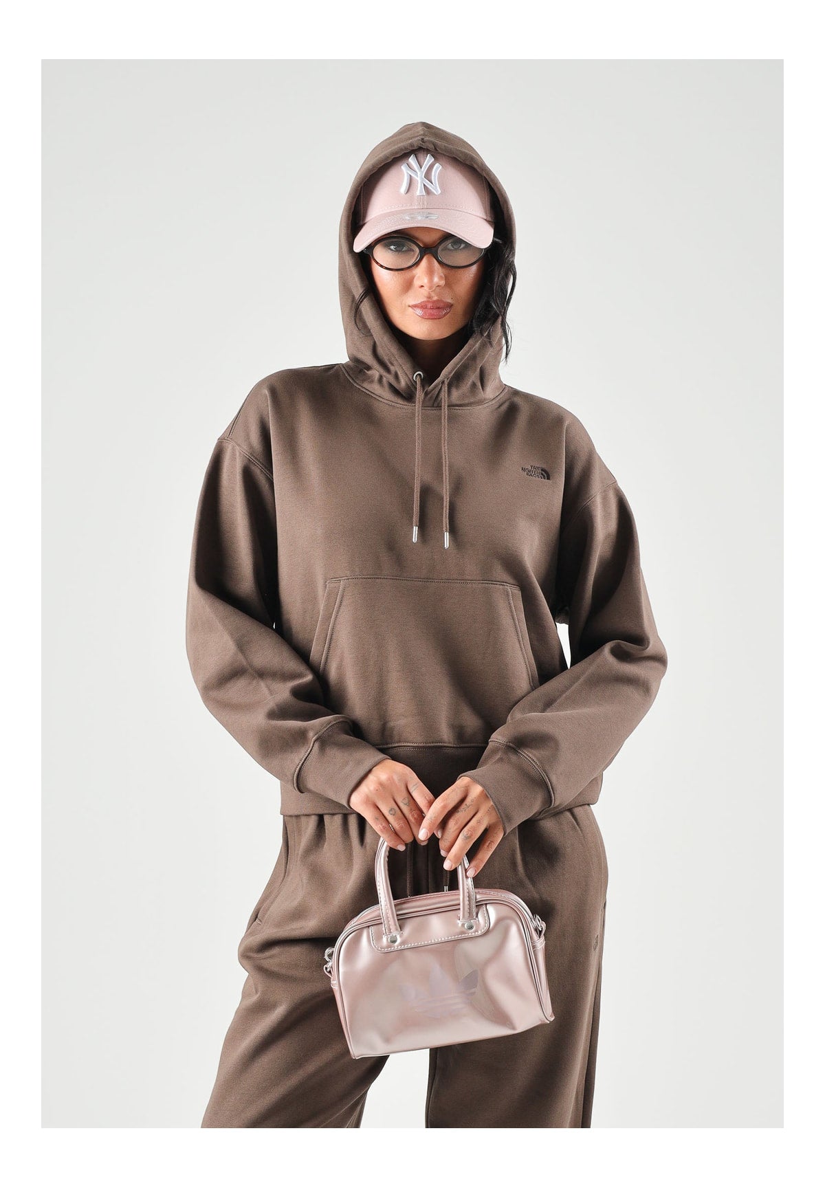 Felpa Pullover con Cappuccio W Tnf Essential Simple Dome Boxy NF0A8HBX Smokey Brown