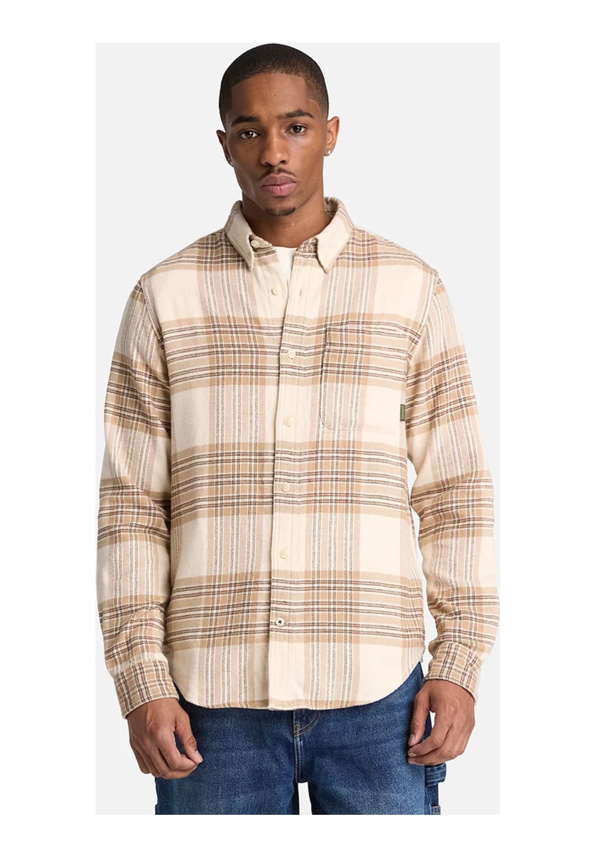 Camicia a Maniche Lunghe Flannel House Check TBC0YH82 White smoke yd