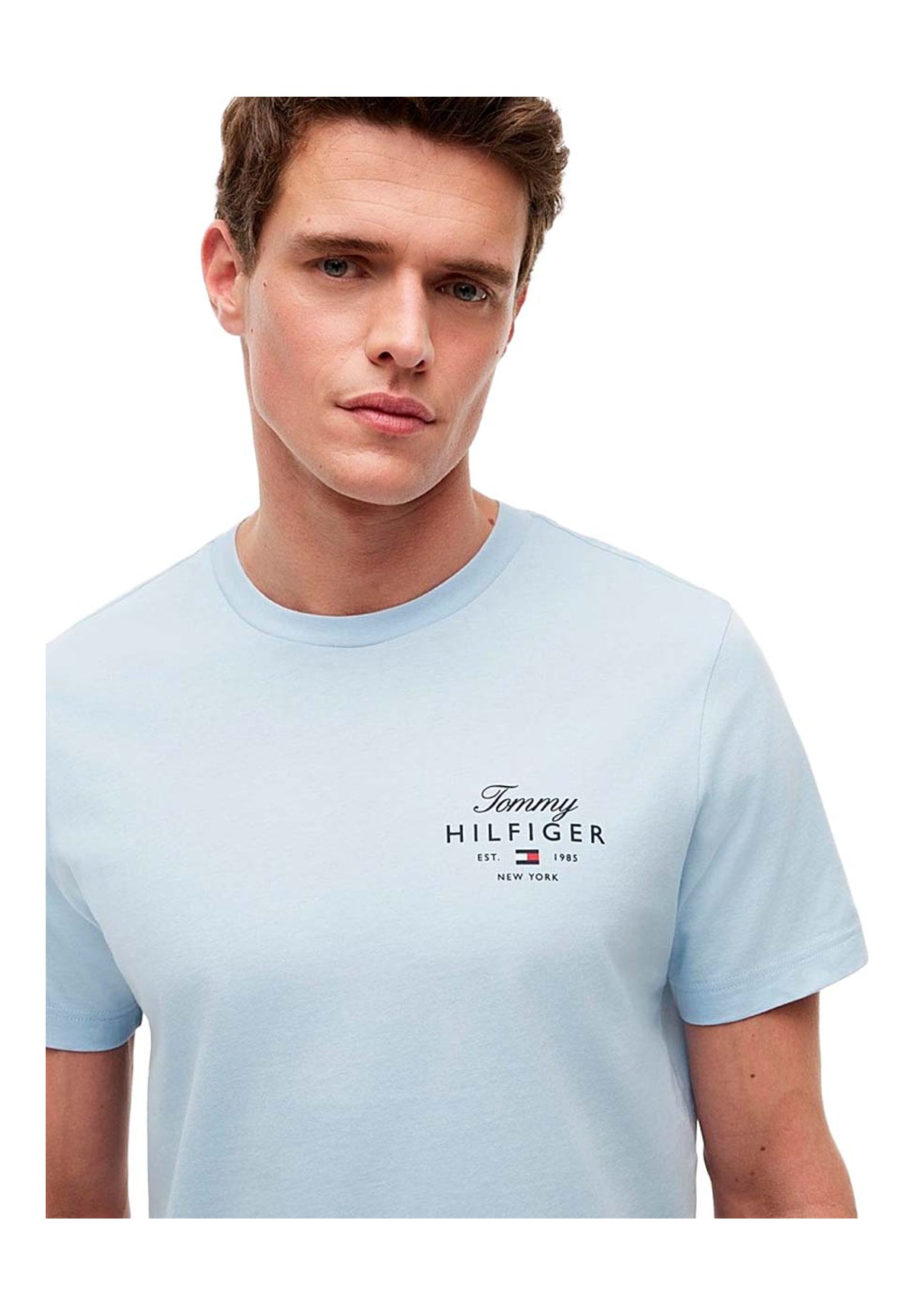 T-shirt a Maniche Corte Script Stack Regular MW0MW43224 Breezy Blue
