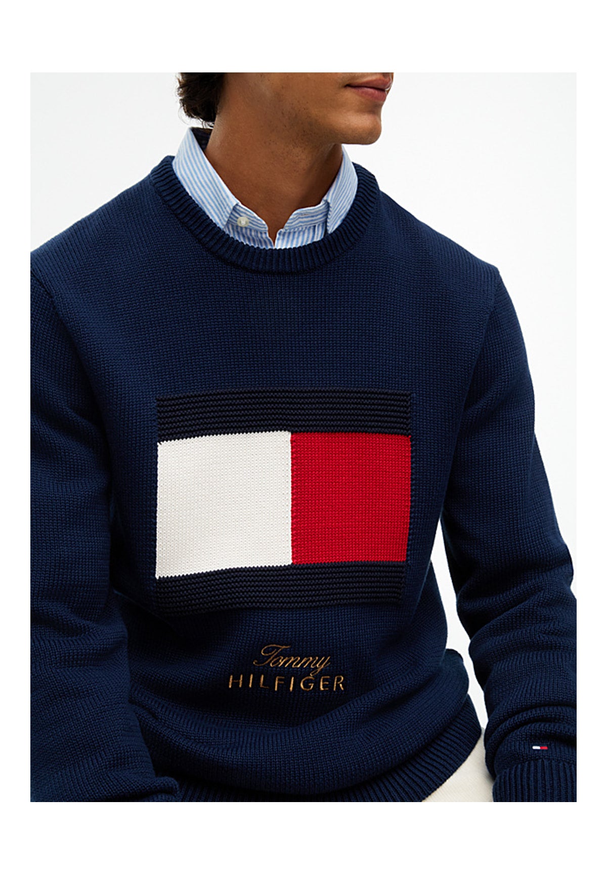 Maglione Girocollo Gifting Flag Crew Ne MW0MW44816 Carbon Navy