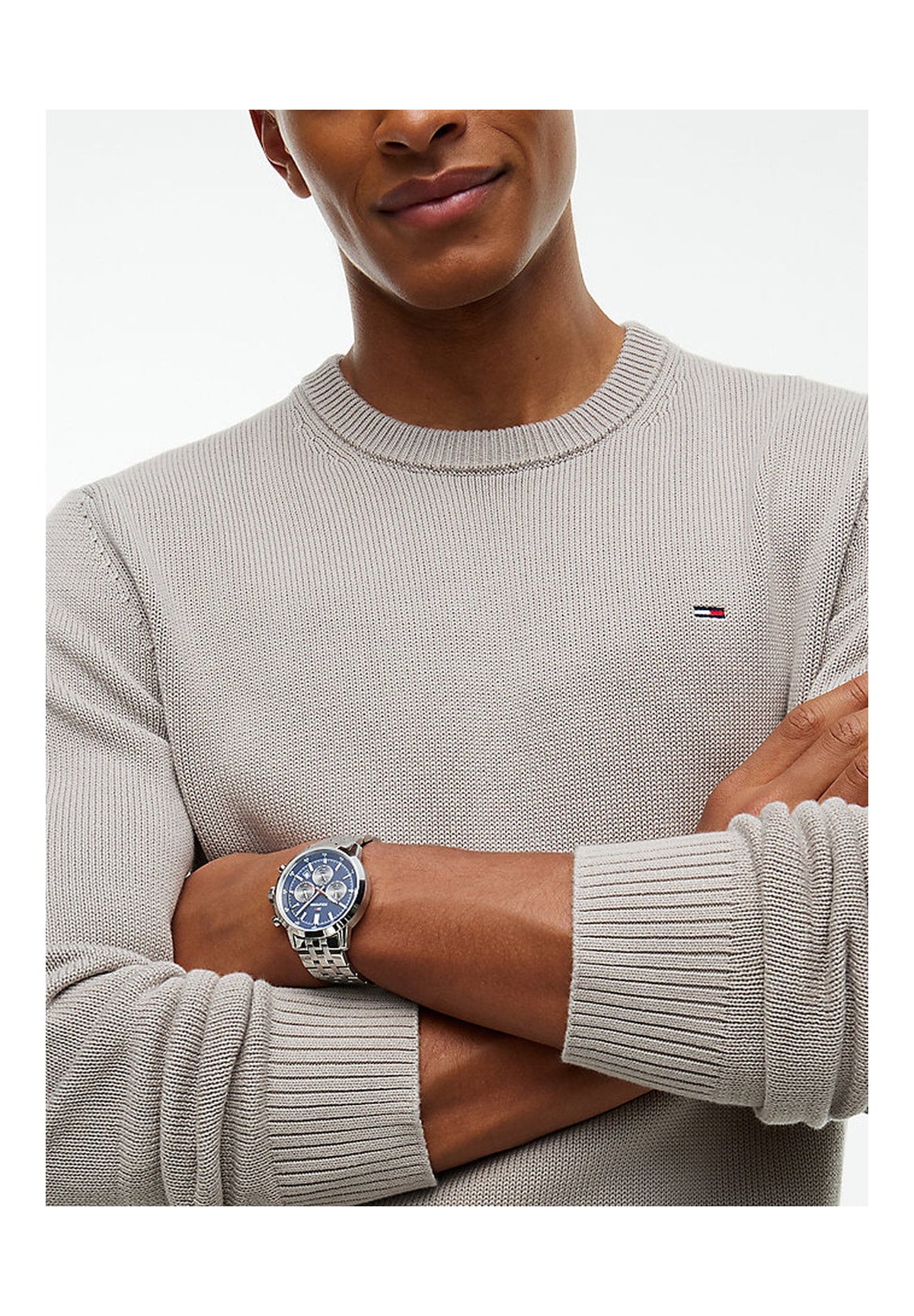 Maglione Girocollo Tjm Slim Ess Sweater DM0DM21787 Limestone Dust