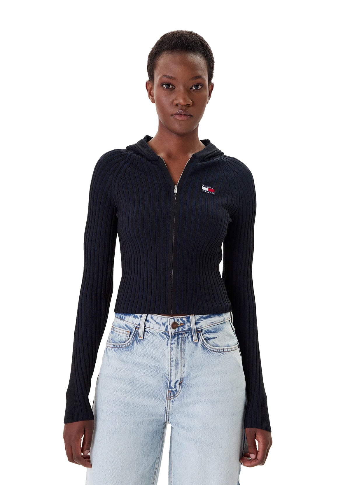 Maglione Girocollo Tjw Hood Zipper Rib DW0DW20974 Black