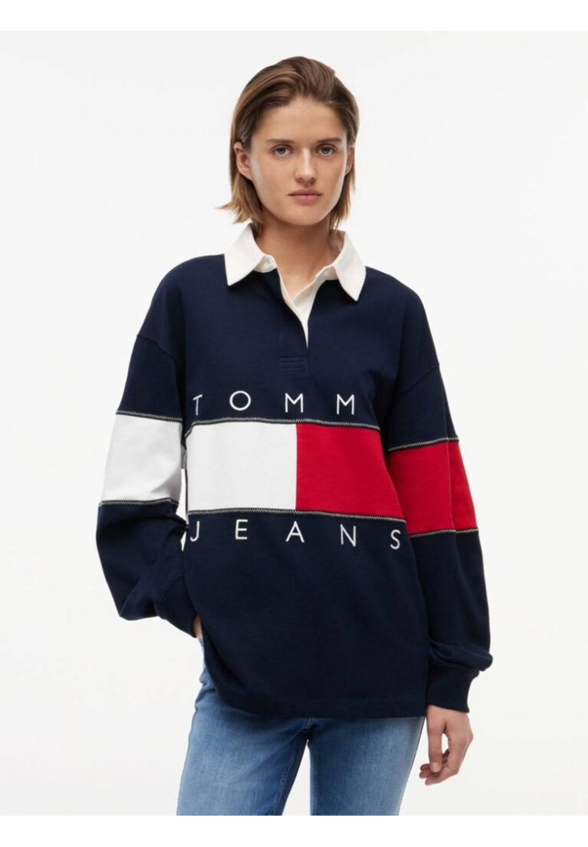 Felpa Girocollo Tjw Ovs Flag Rugby E DW0DW22827 Dark Night Navy