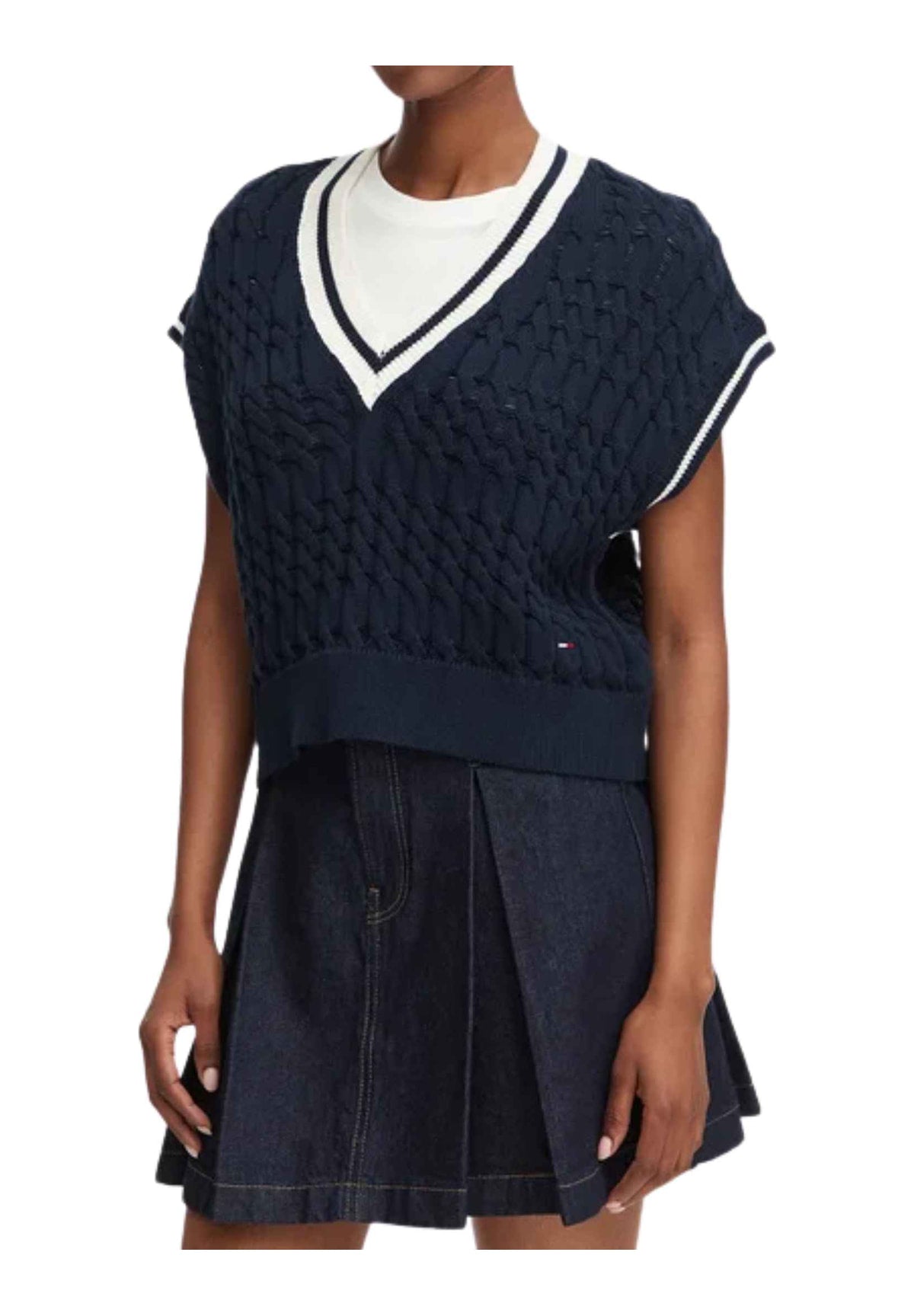 Smanicato Gilet Tjw Tipping V Neck C DW0DW22927 Dark Night Navy