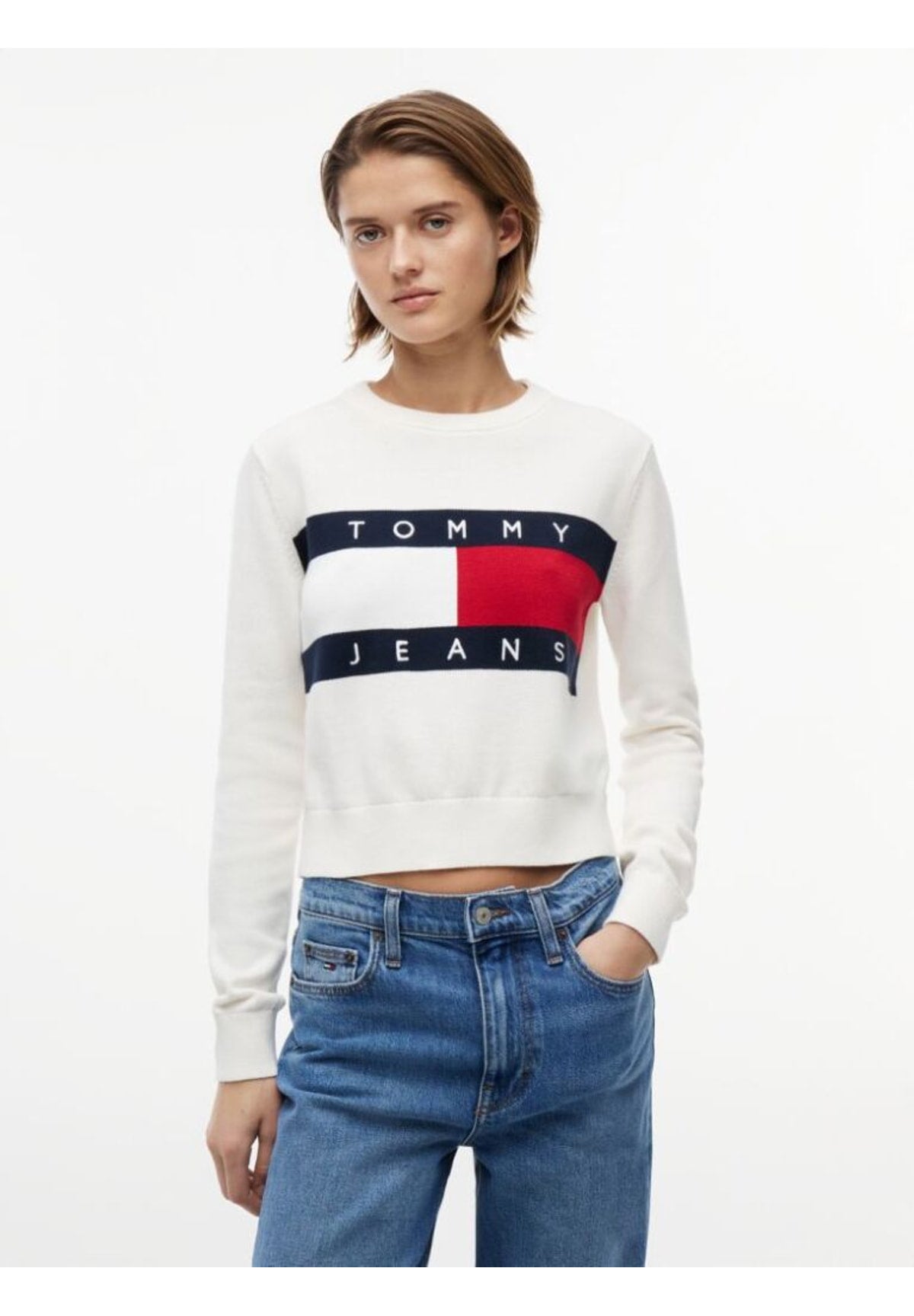 Maglione Girocollo Tjw Flag Crew Neck S DW0DW22930 Ancient White