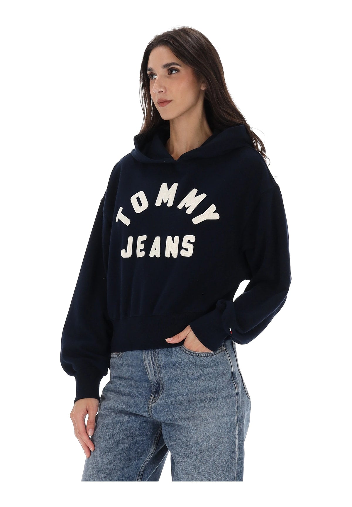 Felpa Pullover con Cappuccio Tjw Ovs Sh Tommy Arc DW0DW23455 Dark Blue