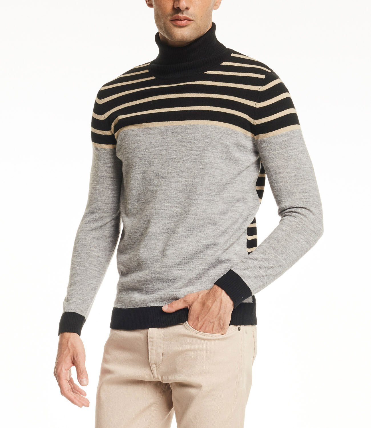 Maglione Collo Alto 121gu53039 Grigio Chiaro