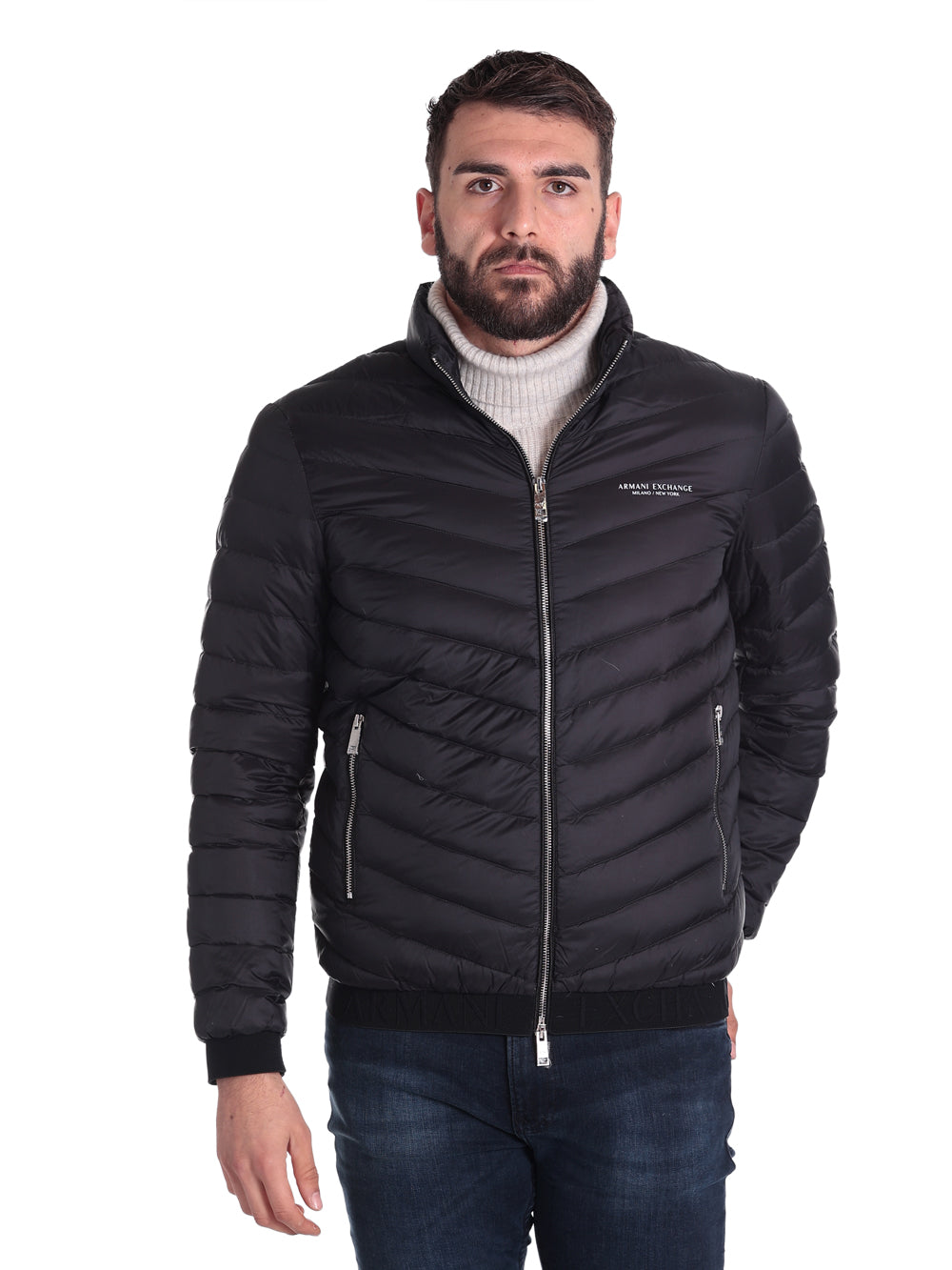 Down jacket 8nzb52 BlacK-Melange Grey