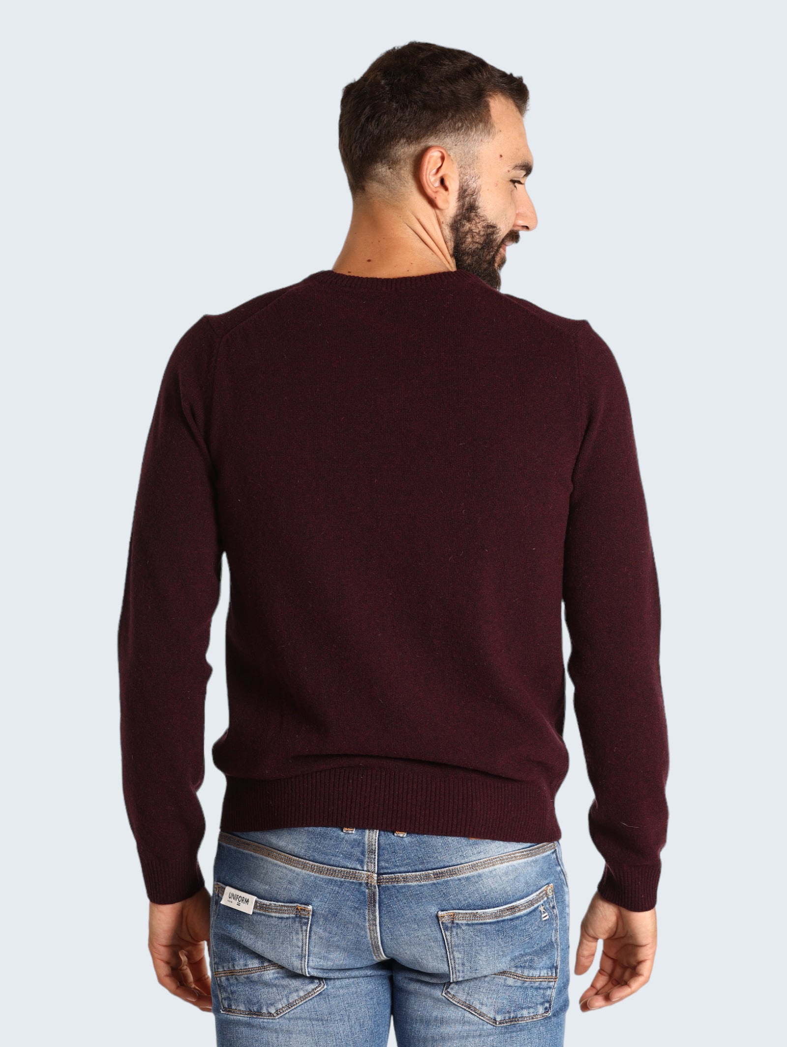 Maglione Con Scollo A V McS-M-K-09002 Amaranth Red
