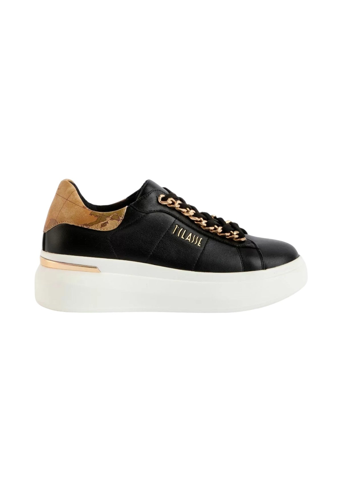 Sneakers Eco nappa con dettaglio catena 1009 Nero