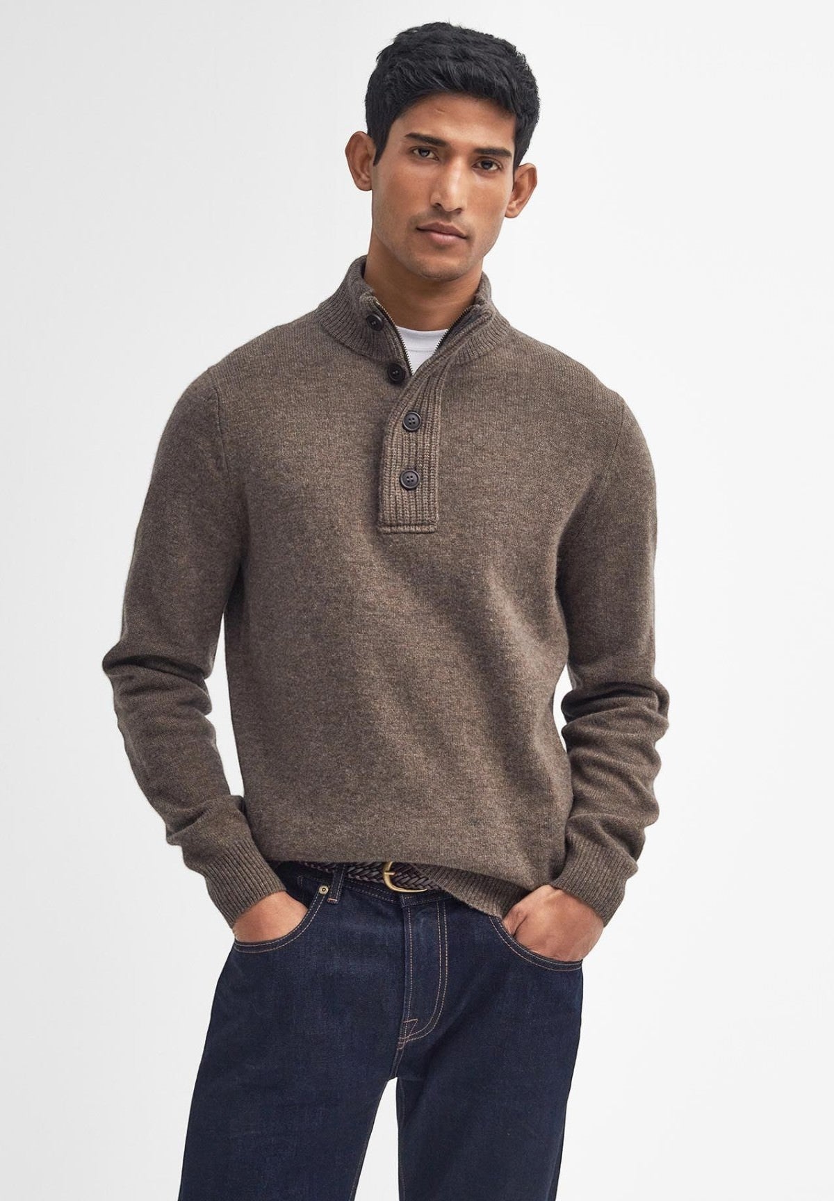 Maglione Collo Alto Essential Patch Half Zip MKN0585 Dark Stone