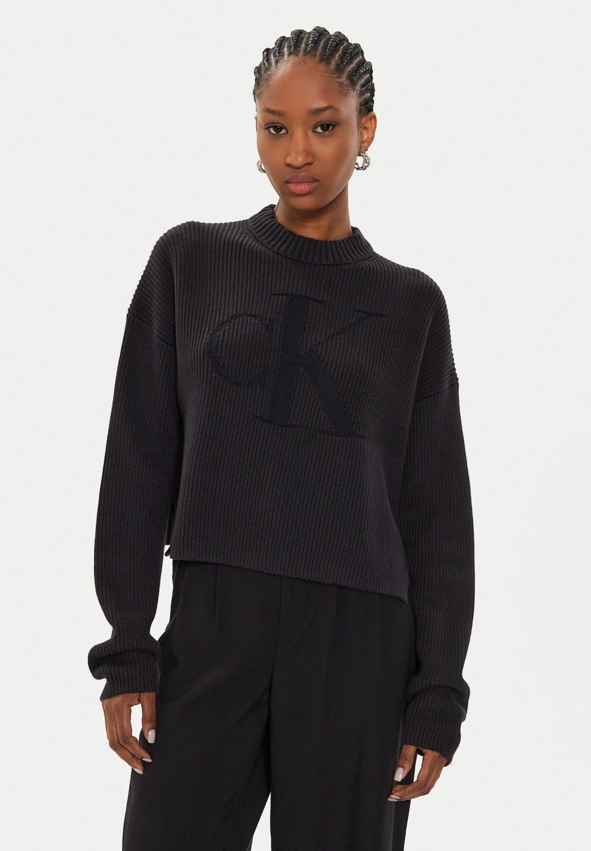 Maglione Collo Alto Logo Intarsia Regula J20J223615 CK Black