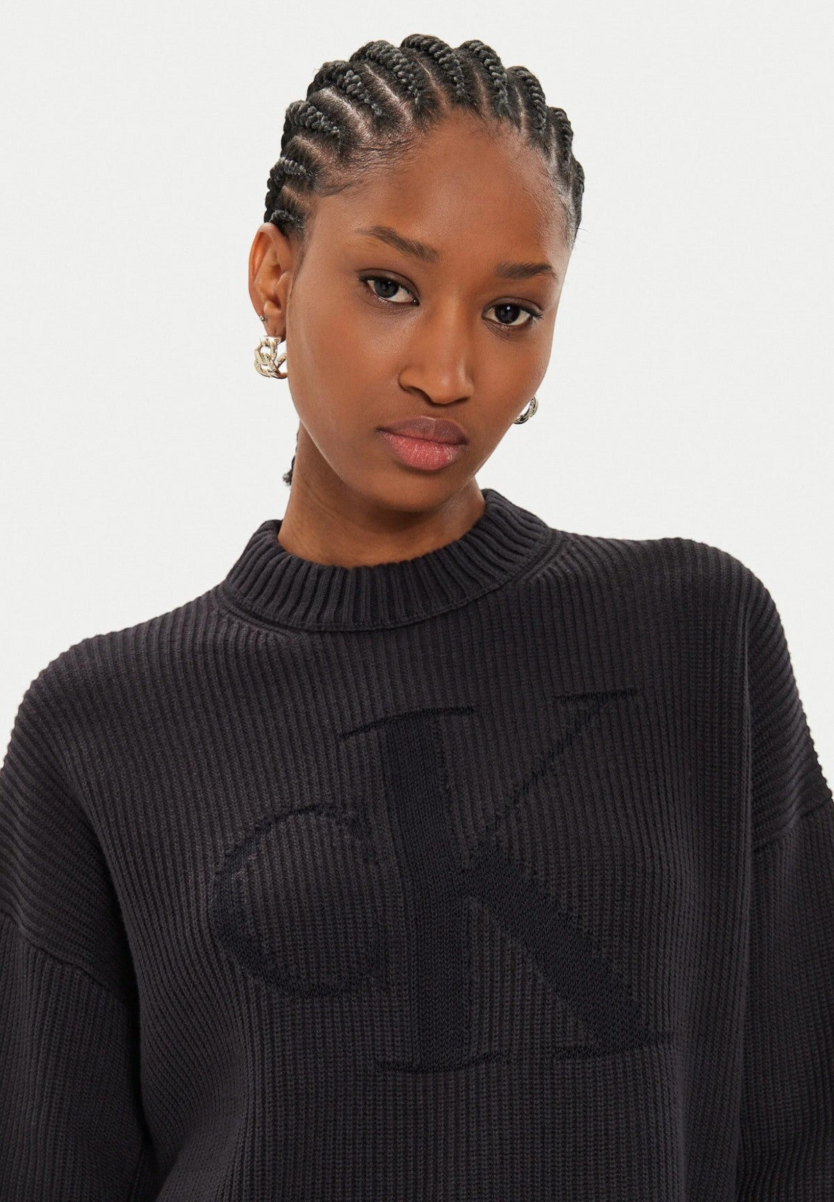 Maglione Collo Alto Logo Intarsia Regula J20J223615 CK Black