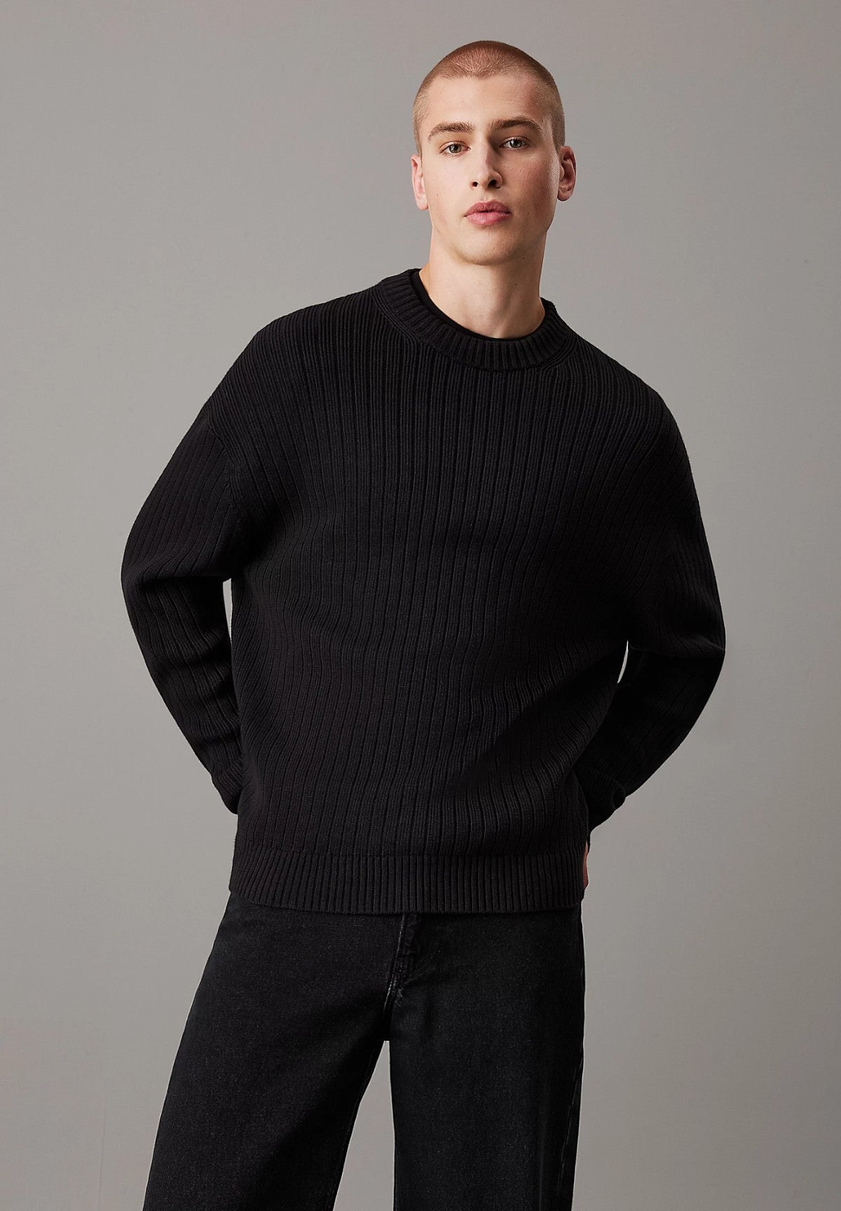 Maglione Girocollo Linear Sweater J30J326193 CK Black