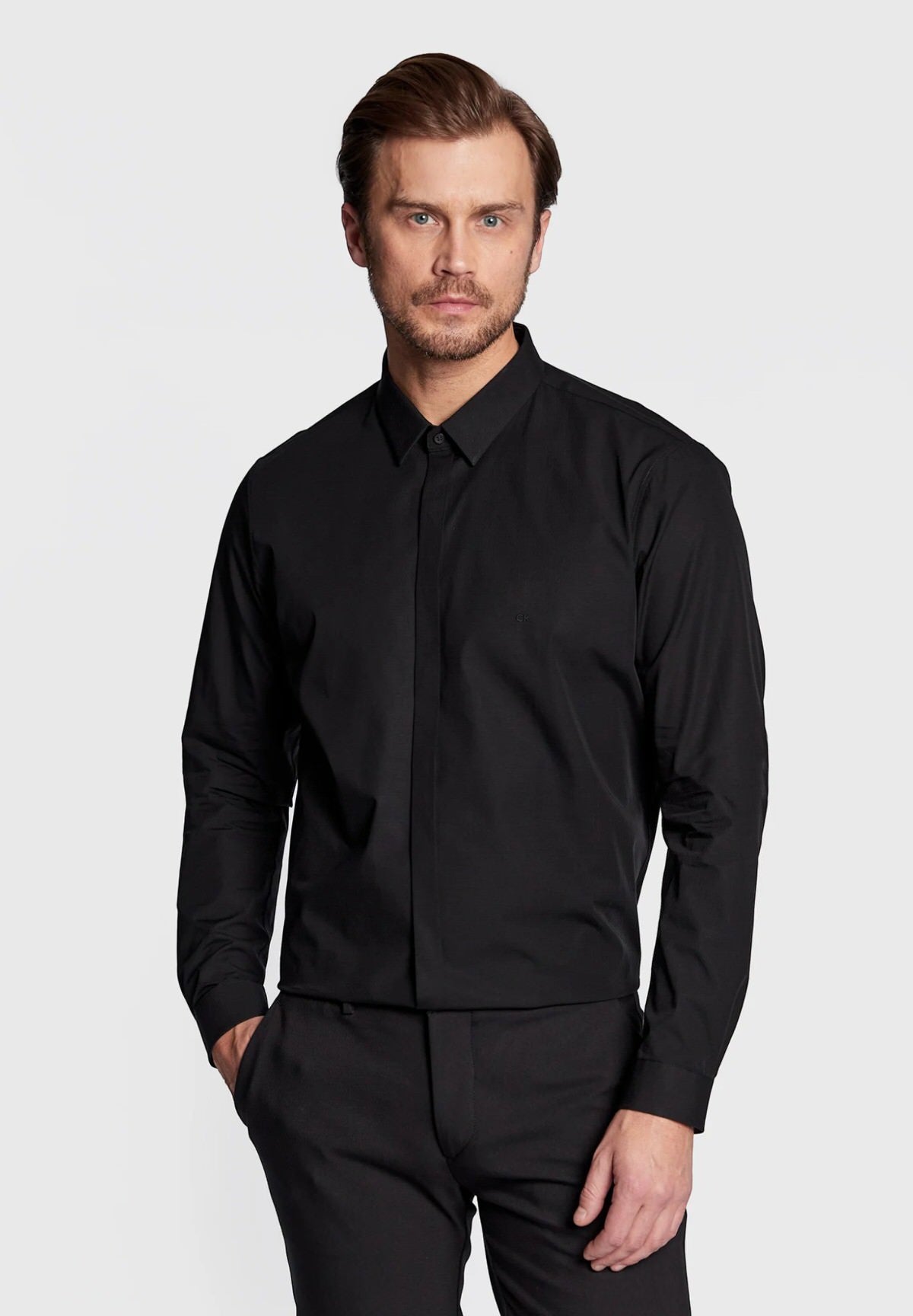 Camicia a Maniche Lunghe Poplin Hp Extra Slim K10K109891 Black