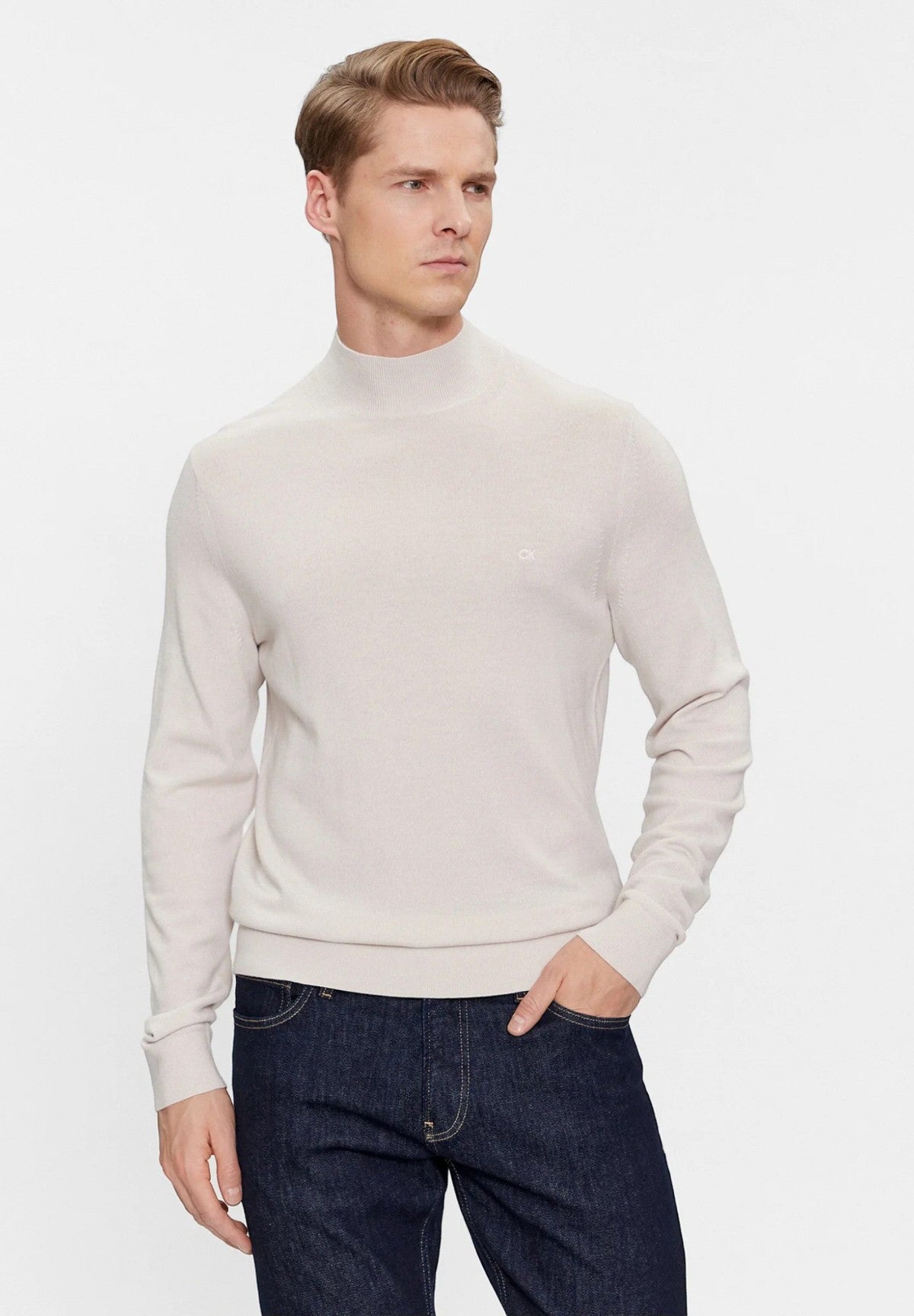 Calvin Klein Maglione Collo Alto Merino Rws Mock Neck K10K110424
