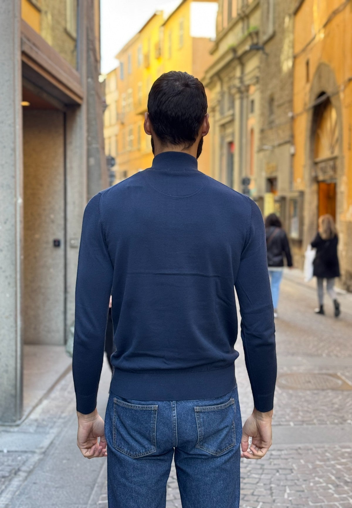 Maglione Collo Alto Zip a un Quarto Williams River TB0A2BMX Dark denim