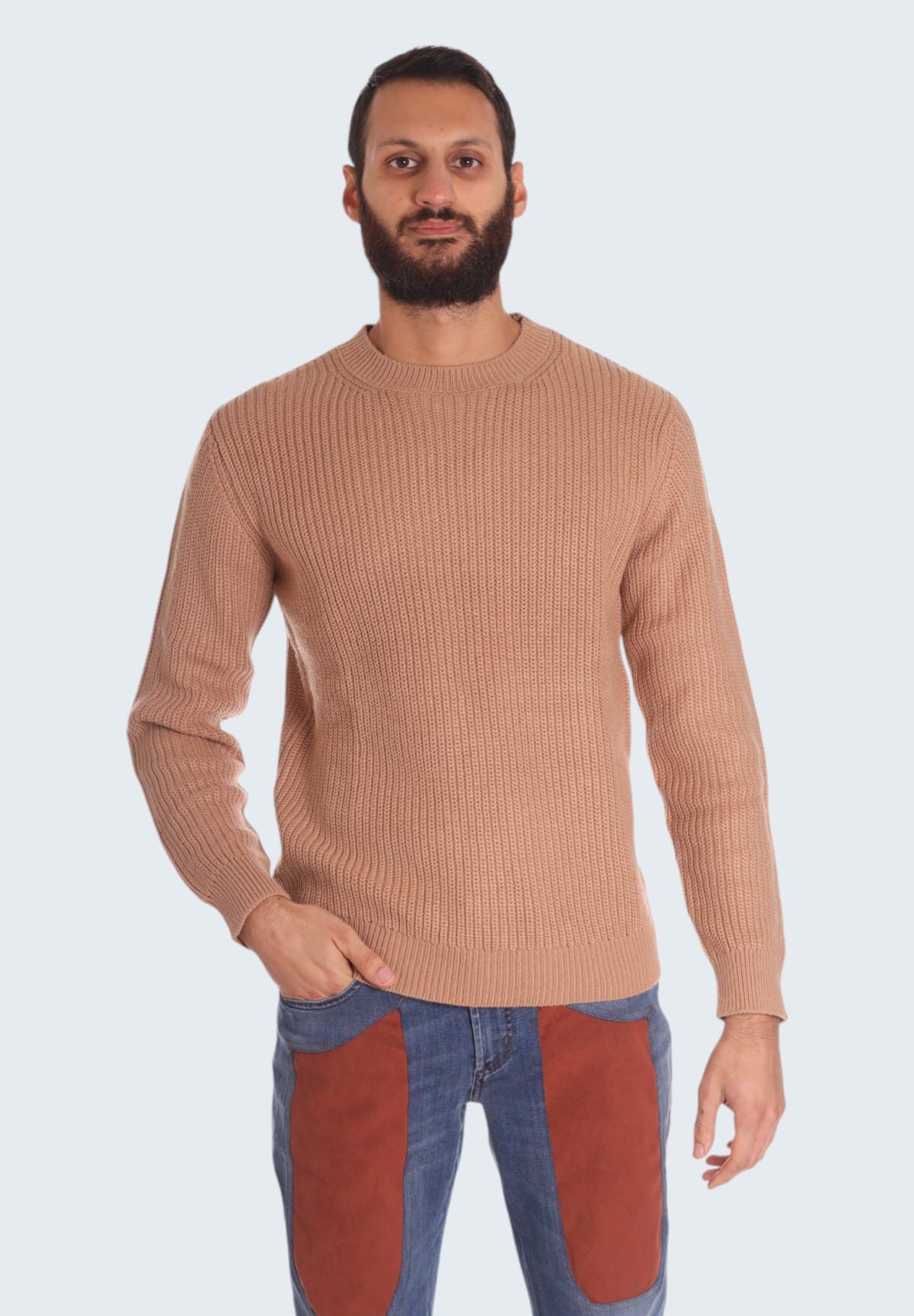 Maglione Girocollo G/C F.7 Misto Lana M.Inglese UR710014 Cammello