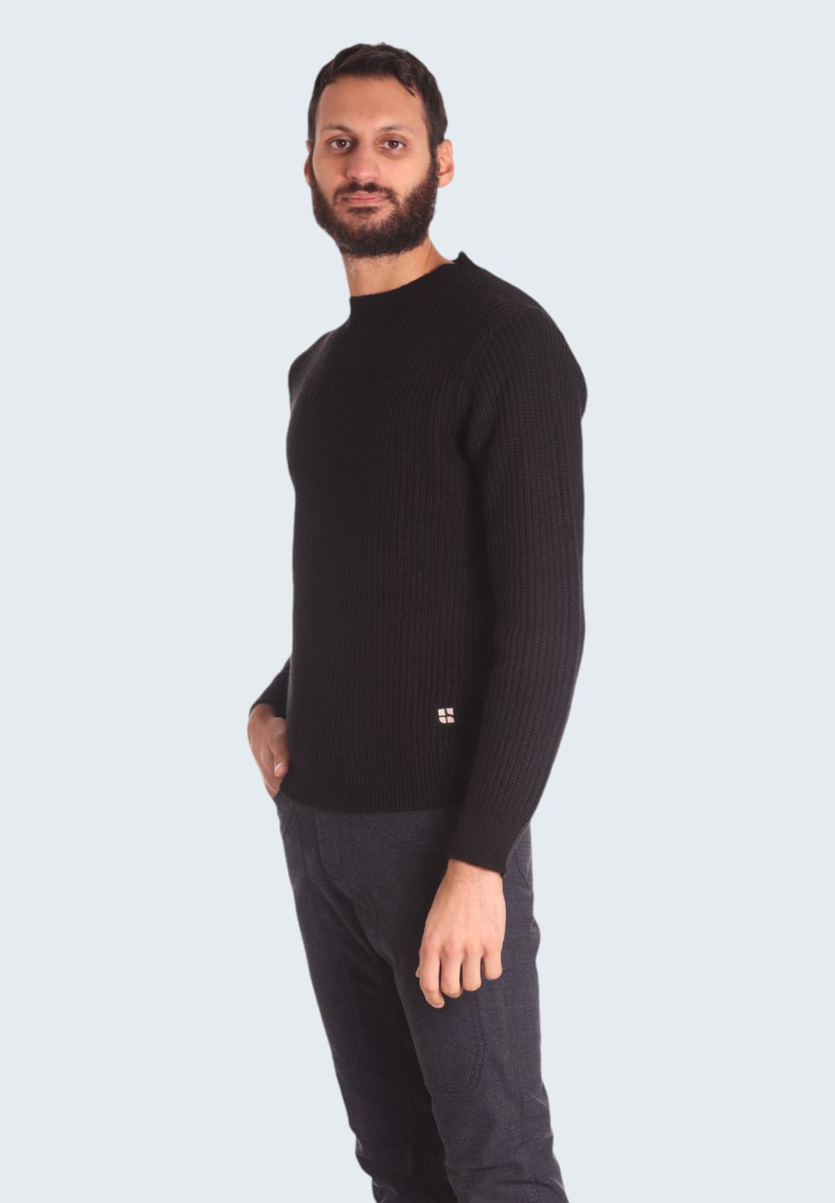 Maglione Girocollo G/C F.7 Misto Lana M.Inglese UR710014 Nero