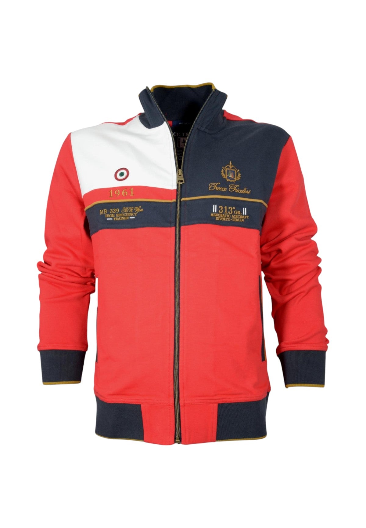 Felpa FulL-Zip 251fe2011p350 Blu Navy, Tango Red, Off White