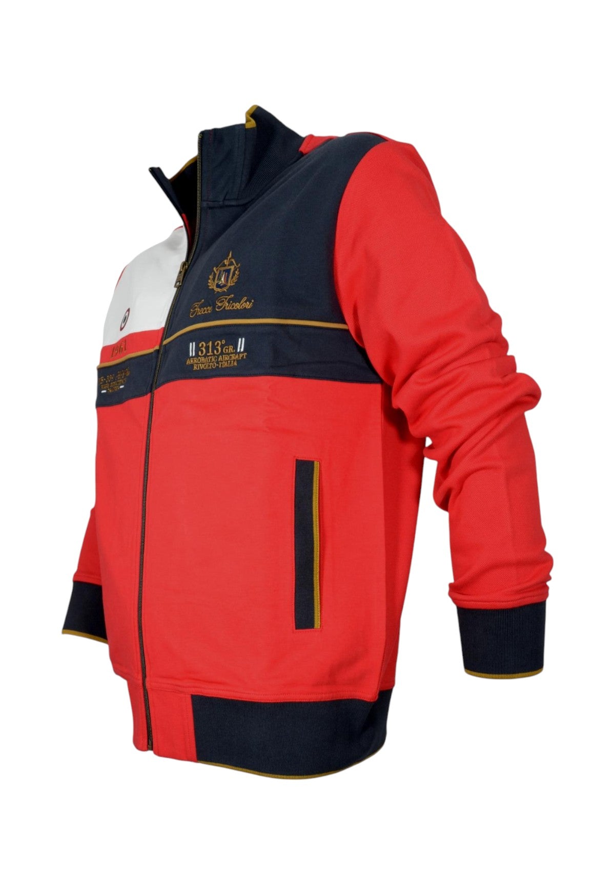 Felpa FulL-Zip 251fe2011p350 Blu Navy, Tango Red, Off White