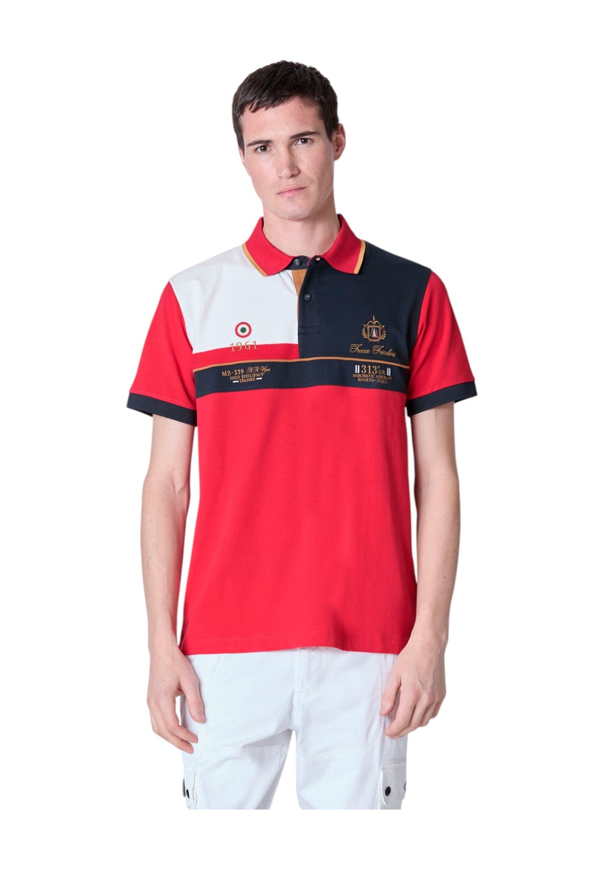 Polo Piqué 251po1867p173 Tango Red, Blu Navy, Off White