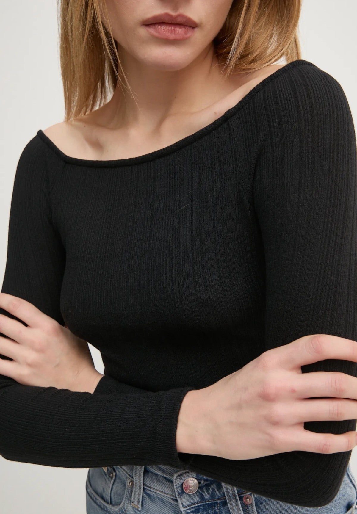T-shirt a Maniche Lunghe Warm Texture Rib Bar J20J224992 CK Black