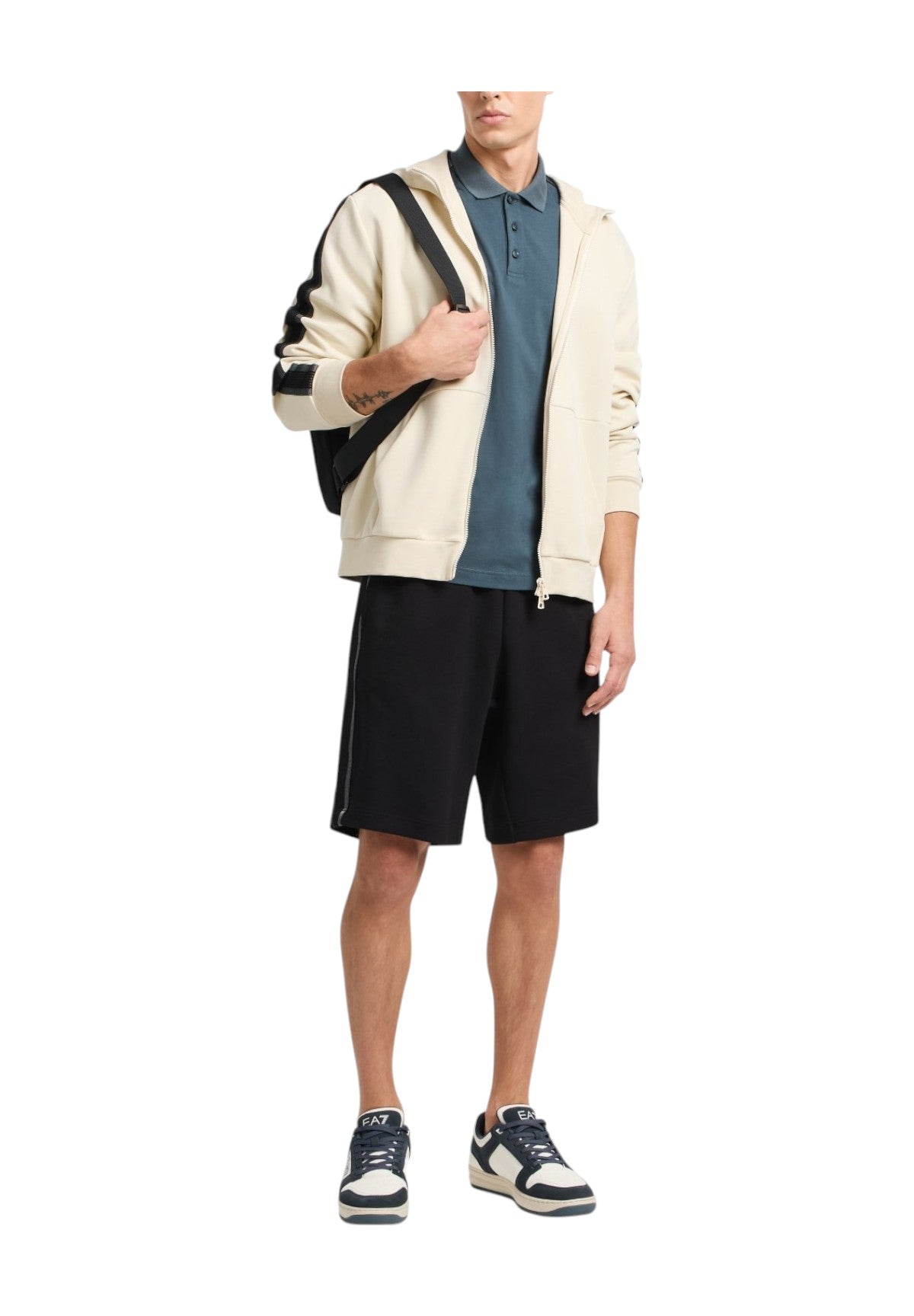 Felpa FulL-Zip Con Cappuccio 7m000142 Almond Milk