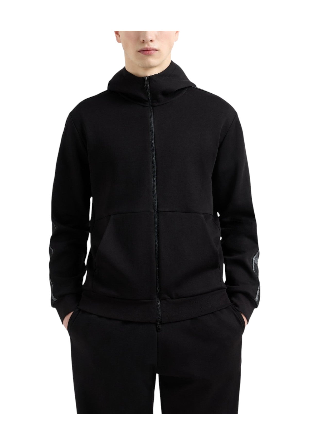 Felpa FulL-Zip Con Cappuccio 7m000142 Black