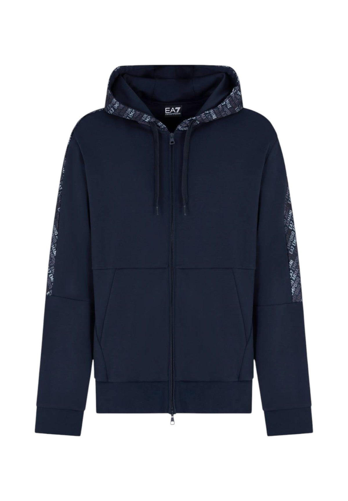 EA7 Emporio Armani Felpa Con Cappuccio Zip E Distintivo - Navy (Blu) - Taglia L