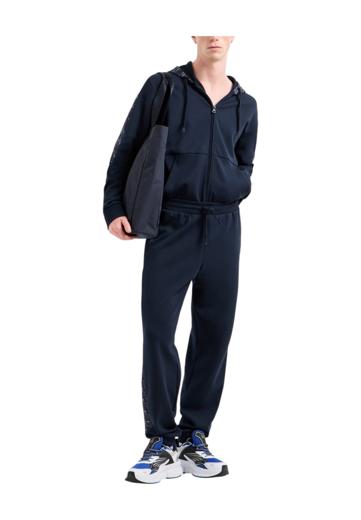Felpa FulL-Zip Con Cappuccio 7m000209 Armani Blue