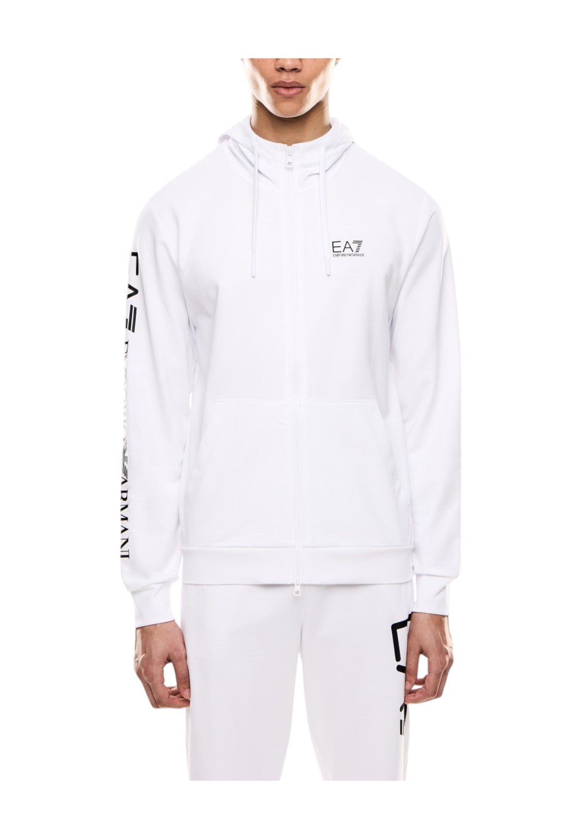 Felpa FulL-Zip Con Cappuccio 7m000568 White, Black