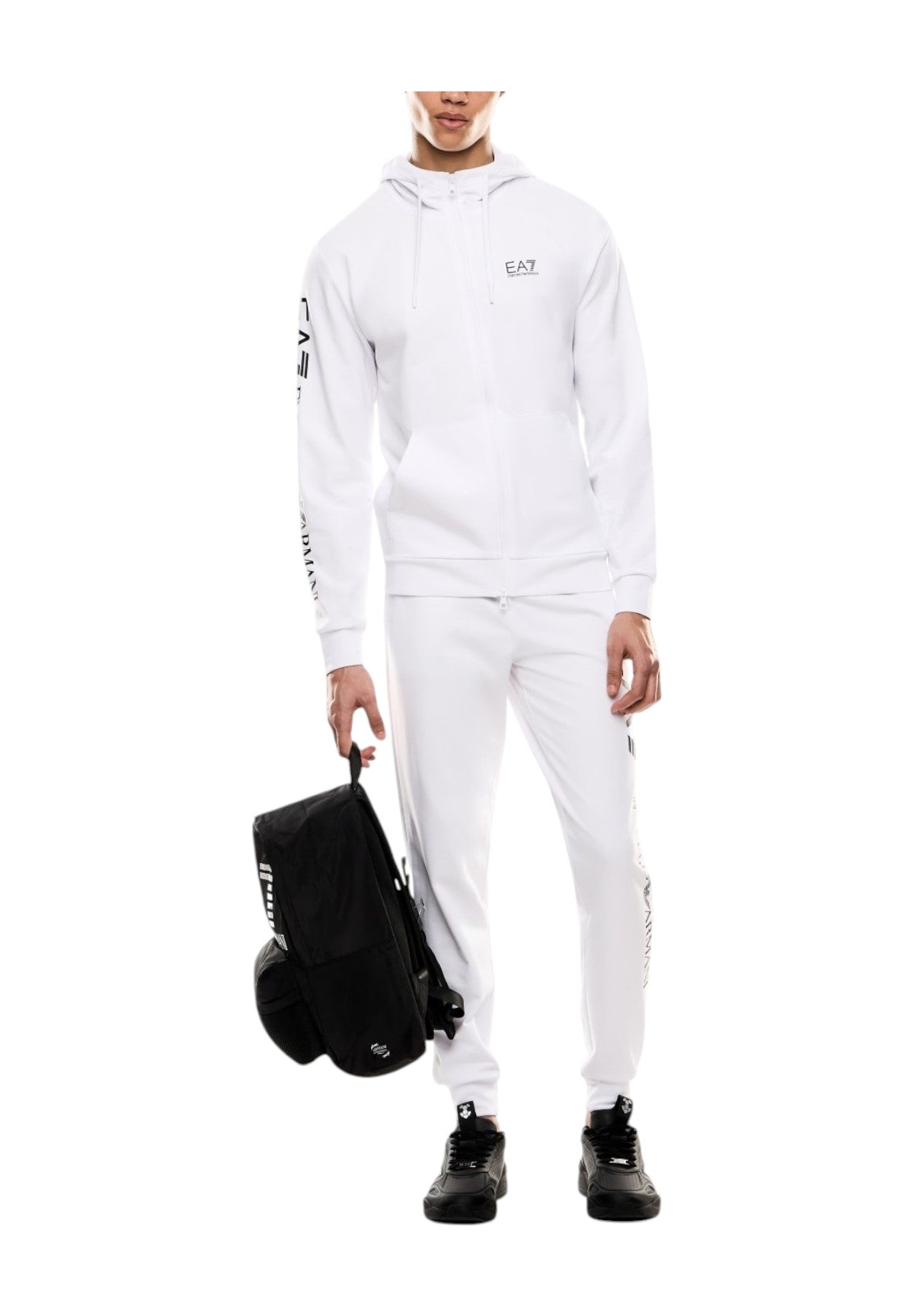 Felpa FulL-Zip Con Cappuccio 7m000568 White, Black