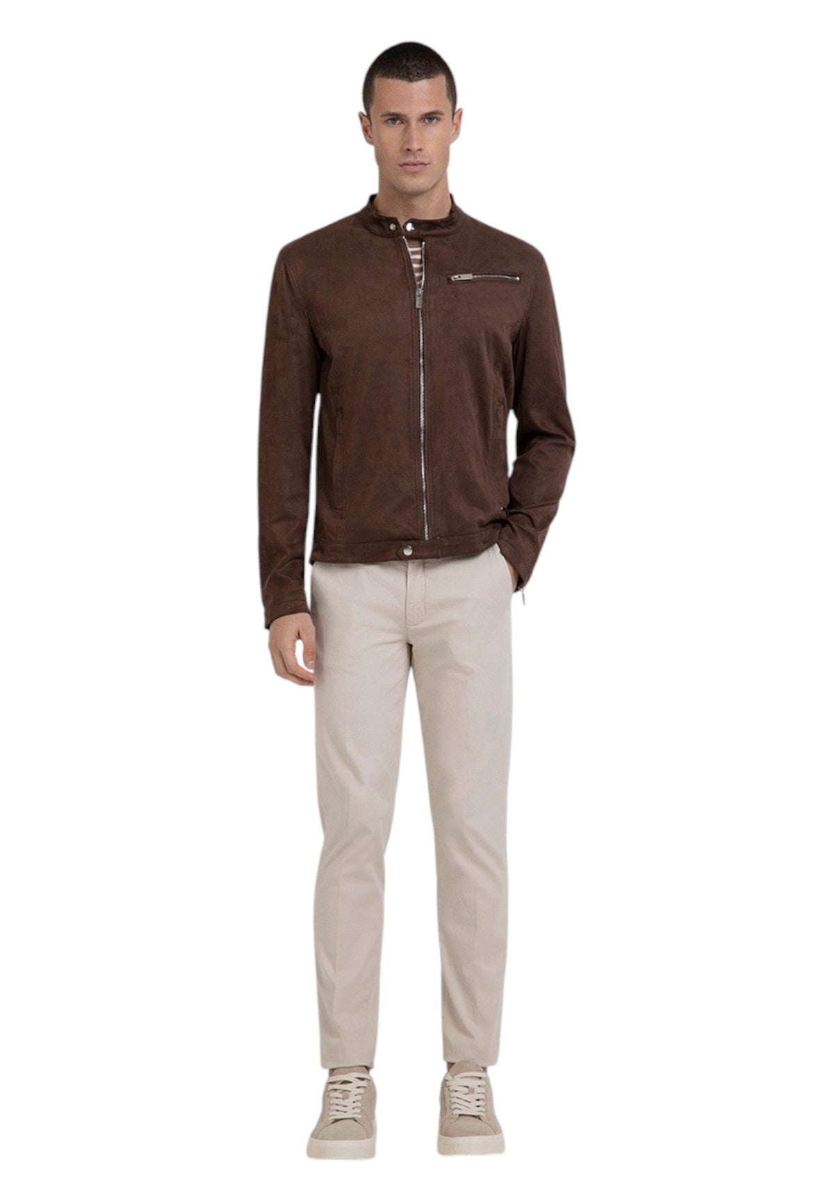 Giacca In Pelle Mk894030 Moro